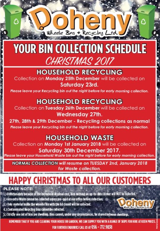 Christmas Collection 2017 Doheny Wheelie Bins & Recycling Ltd