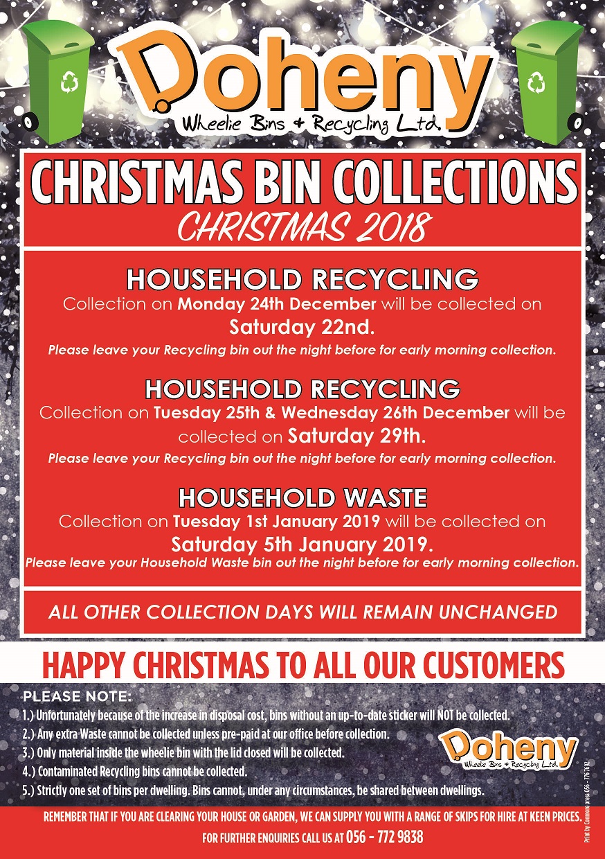 Doheny Christmas Flyer 2018a Doheny Wheelie Bins & Recycling Ltd